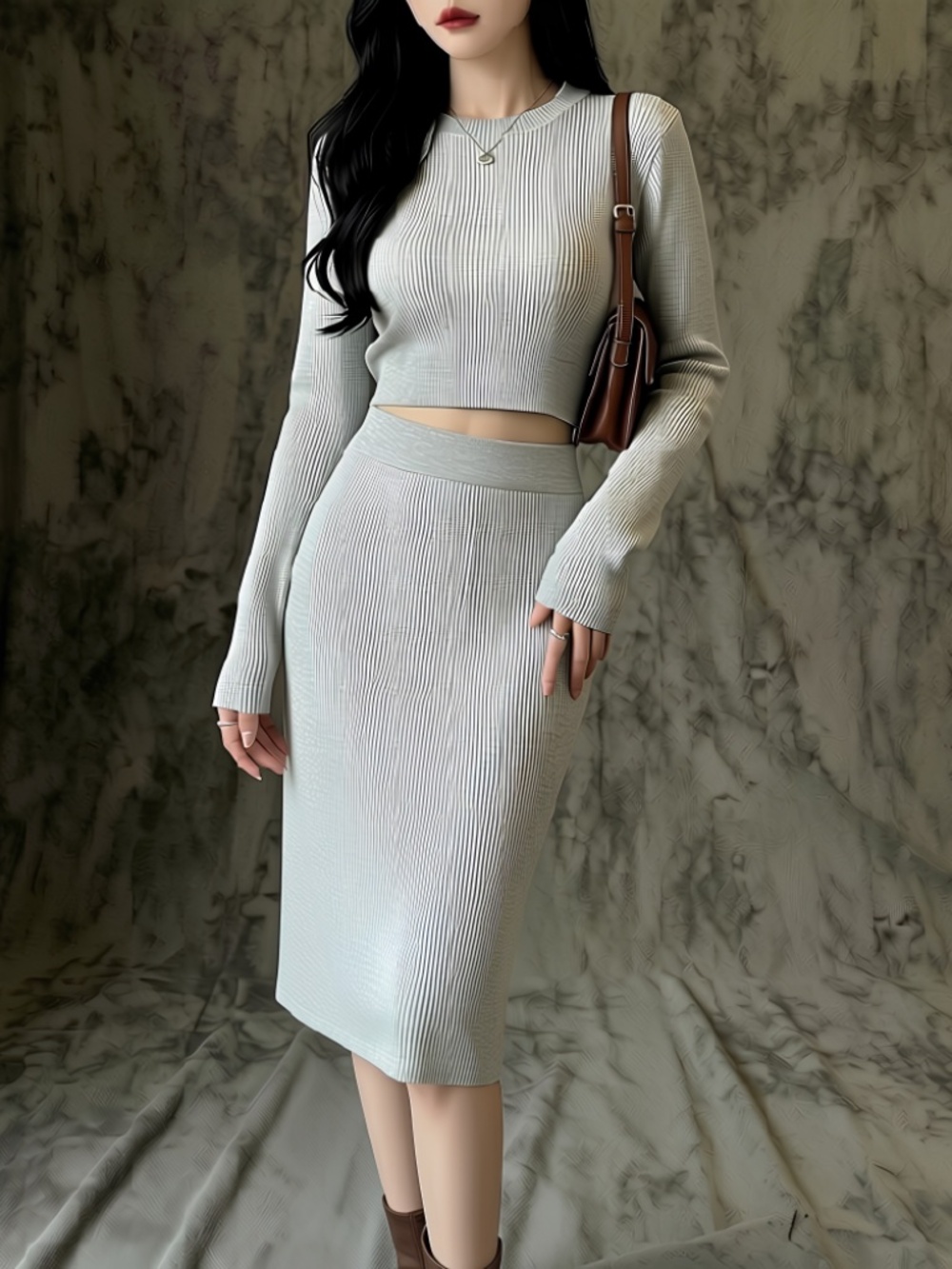 Abercrombie & Fitch Light Gray Knit Skirt